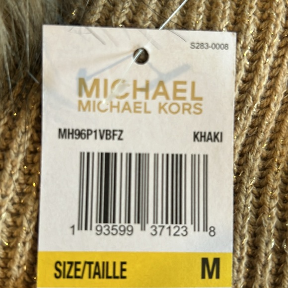 NWT Faux Fur Shawl Collar Open Sweater with Tie CAMEL & GOLD FLECKS US M… - Picture 8 of 8